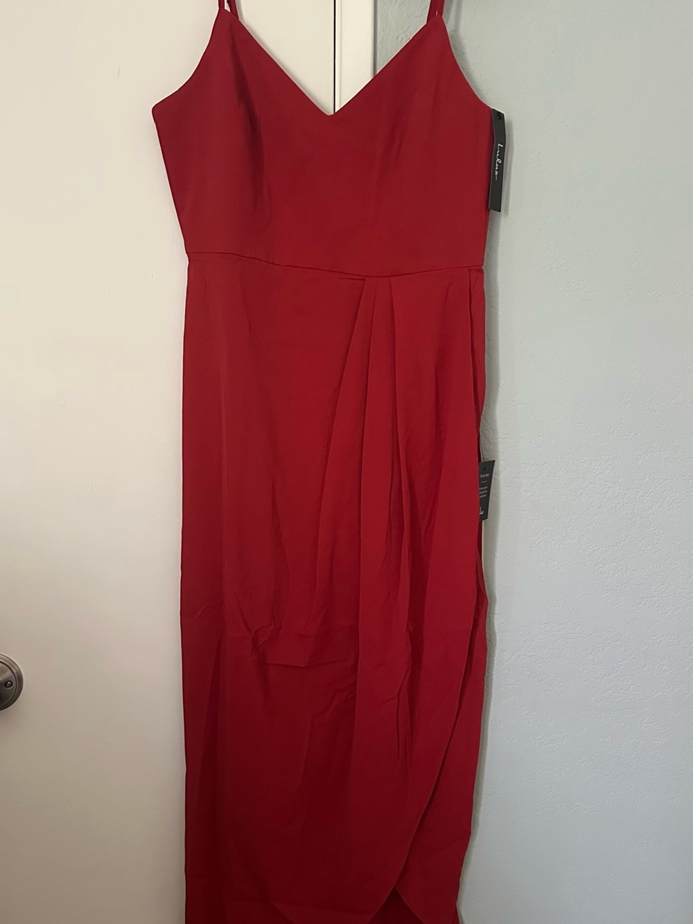 Lulu's Strapless Red V-Neck Maxi Dress